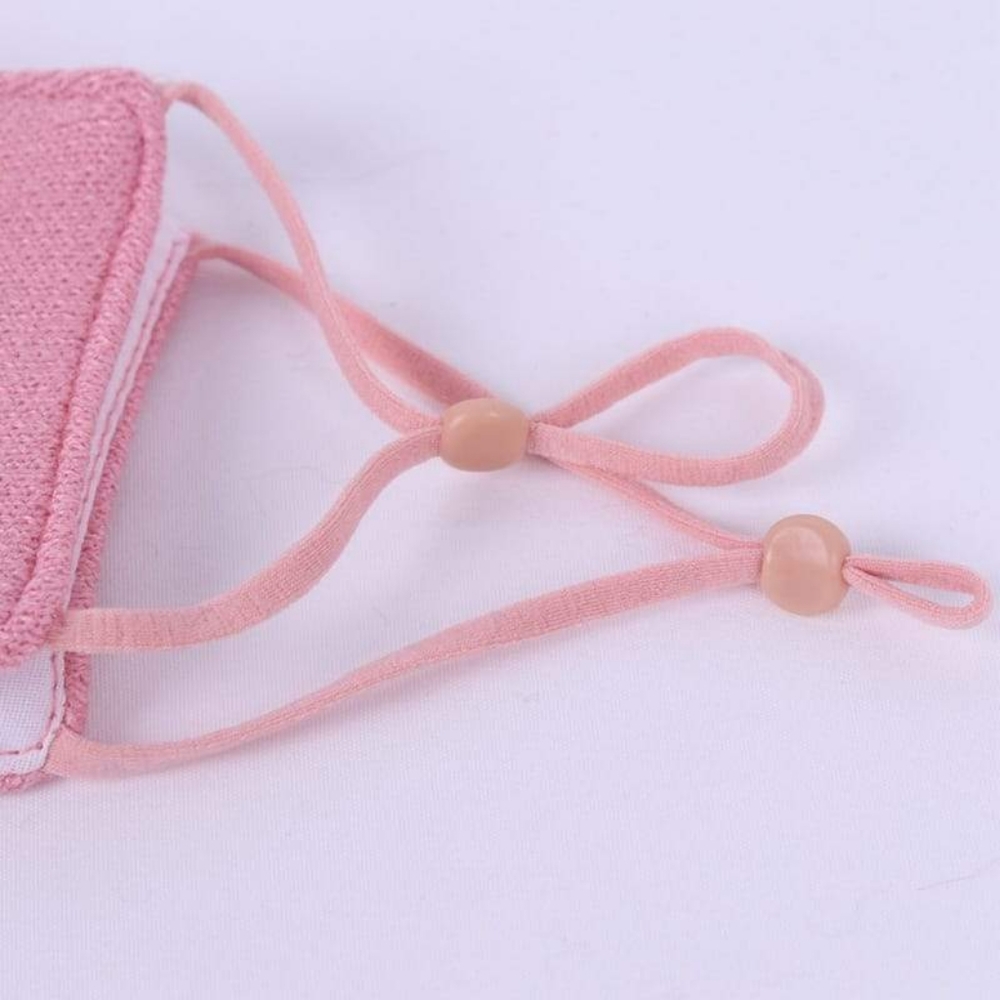 Women's Pink Knit Hat With Pom Pom & Matching Mask - Picture 10 of 13